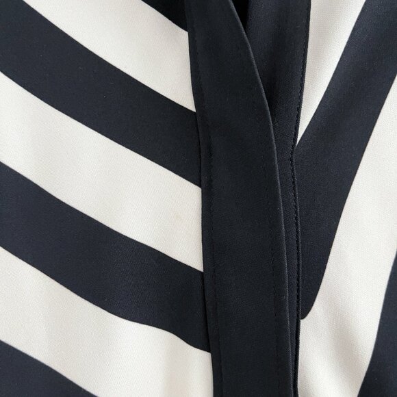 Brandon Maxwell The Nouveau Ruched Striped Crepe Mini Dress Black and Off-White - Picture 6 of 10